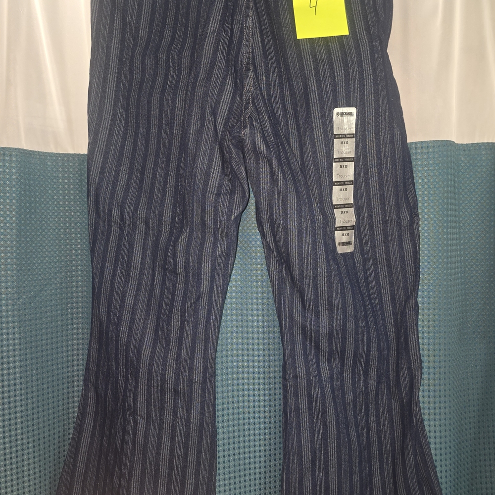 Rock & Roll Denim Navy Striped Women's Flare Jeans